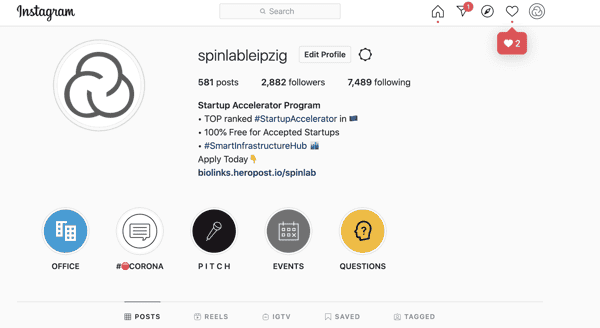 spinlab's instagram requires a square startup logo