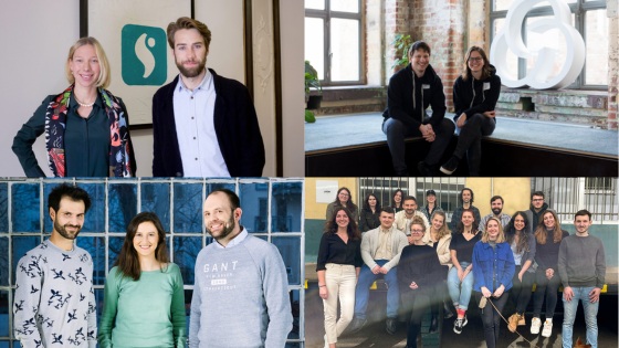 Photo Collage of the founder teams of mementor, Endo Health, aidhere and Elona Health