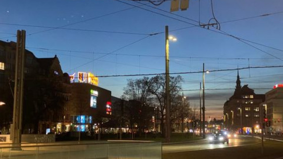 A picture of streets in Leipzig by night 
