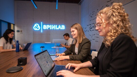 Photo of the SpinLab team working