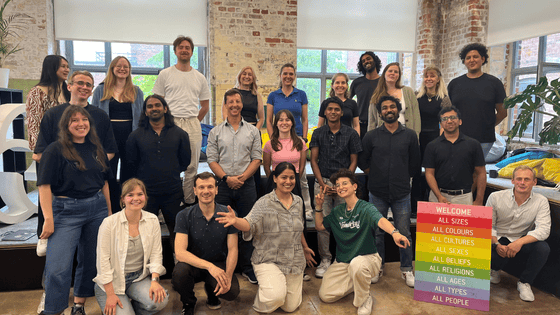 A group photo of the summer school startups and Spinlab team