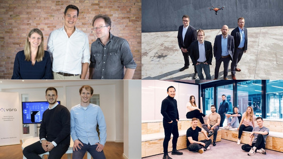 A collage of the startup teams: Aivy, Vara, FlyNex