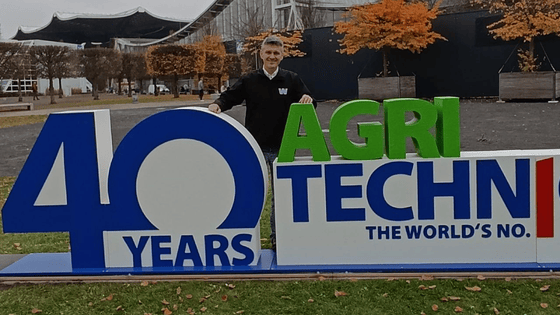 a photo of the founder with agritechnica logo